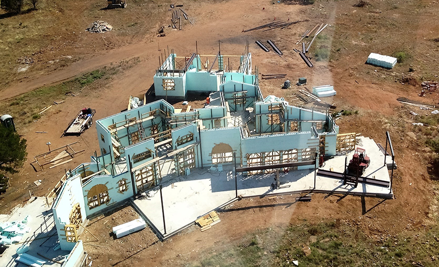aerial view of icf house