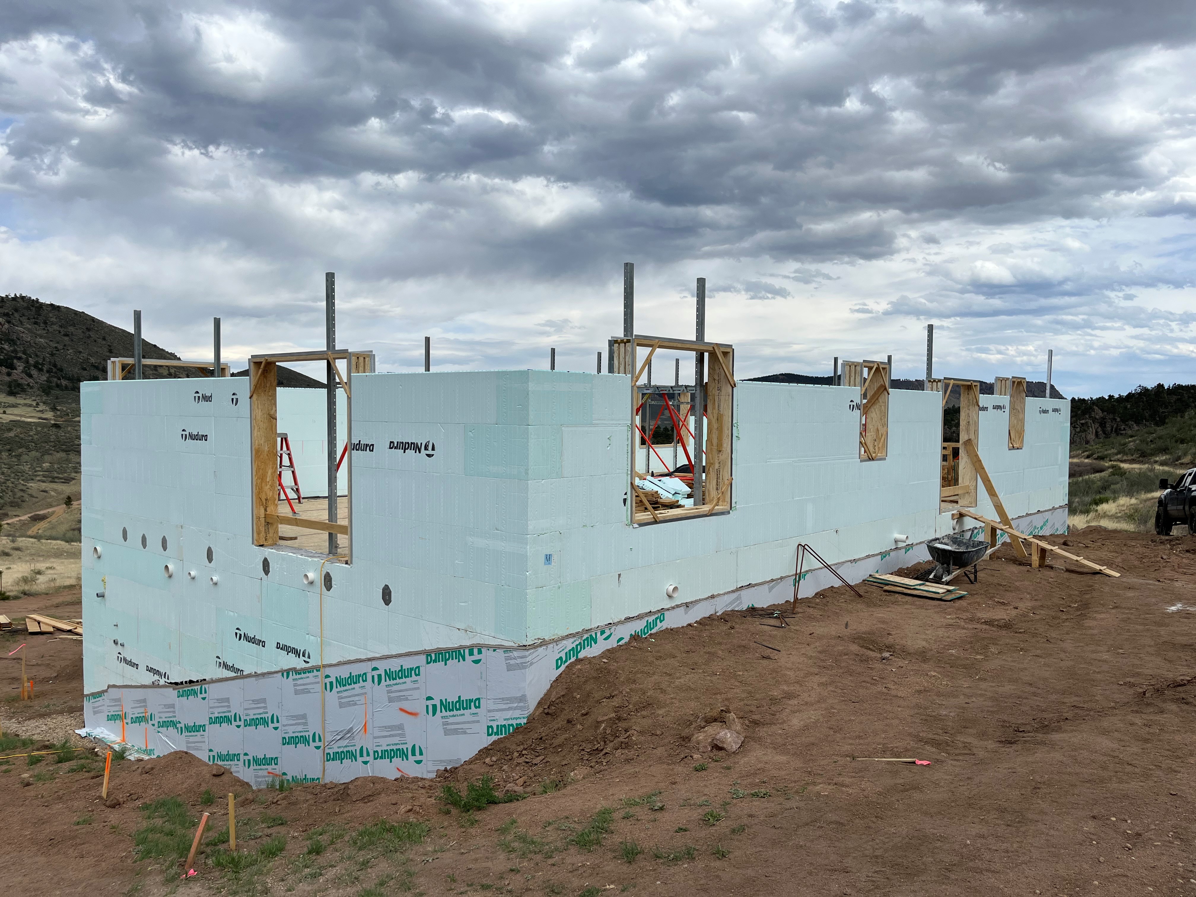 A structure is being built out of Nudura ICFs