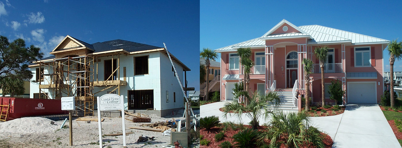 ICF beach home during and after construction