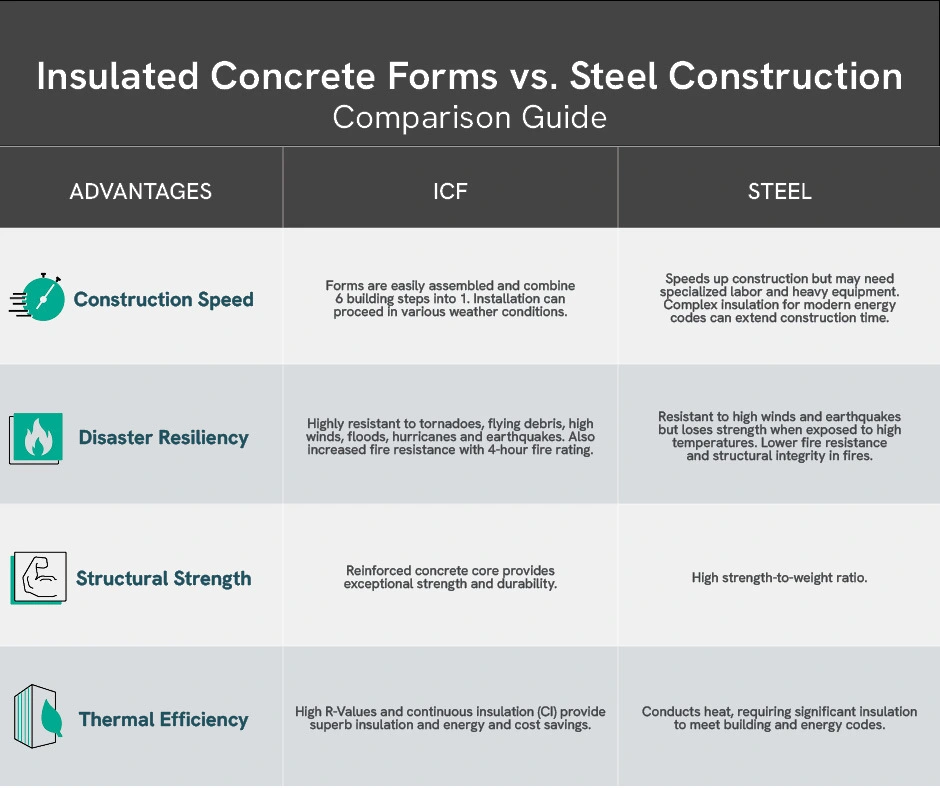 Material comparison chart