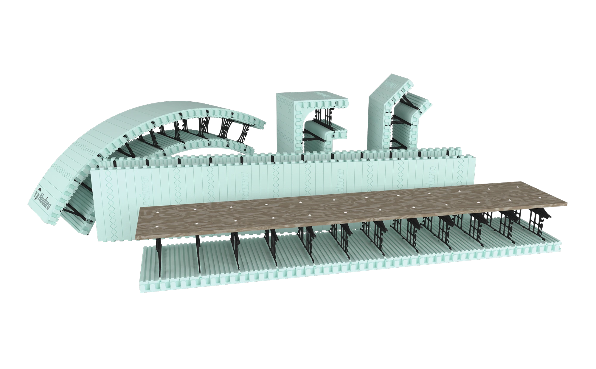 Collection of different Nudura ICF blocks.